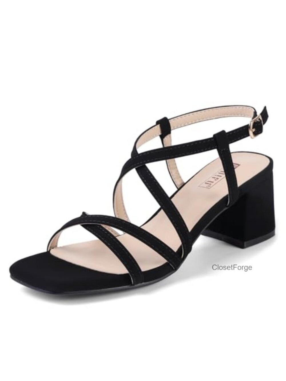 Women's Square Toe Slingback Low Block Heel Dress Sandals